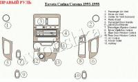 Toyota Corona (93-98) декоративные накладки под дерево или карбон (отделка салона), полный набор , правый руль